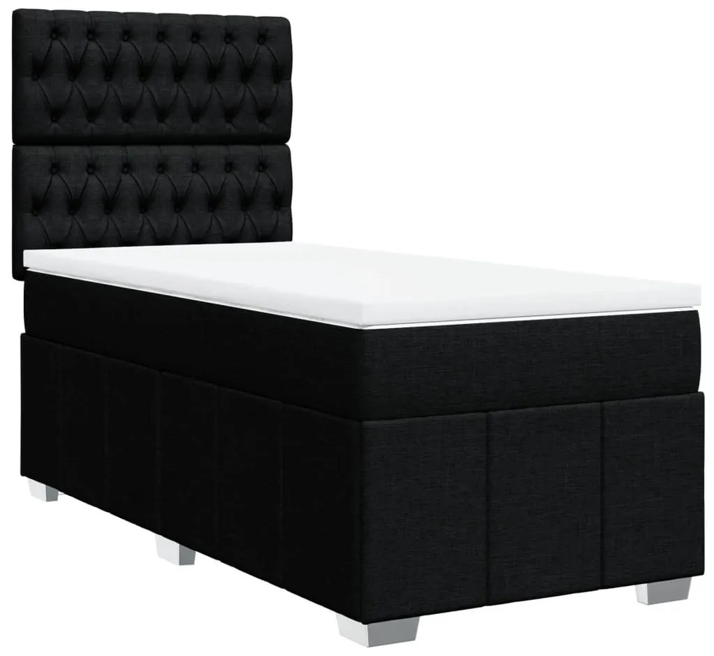 Cama com molas/colchão 100x200 cm tecido preto
