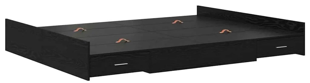 Estrado de cama com arrumação Carvalho preto 140 x 200 cm