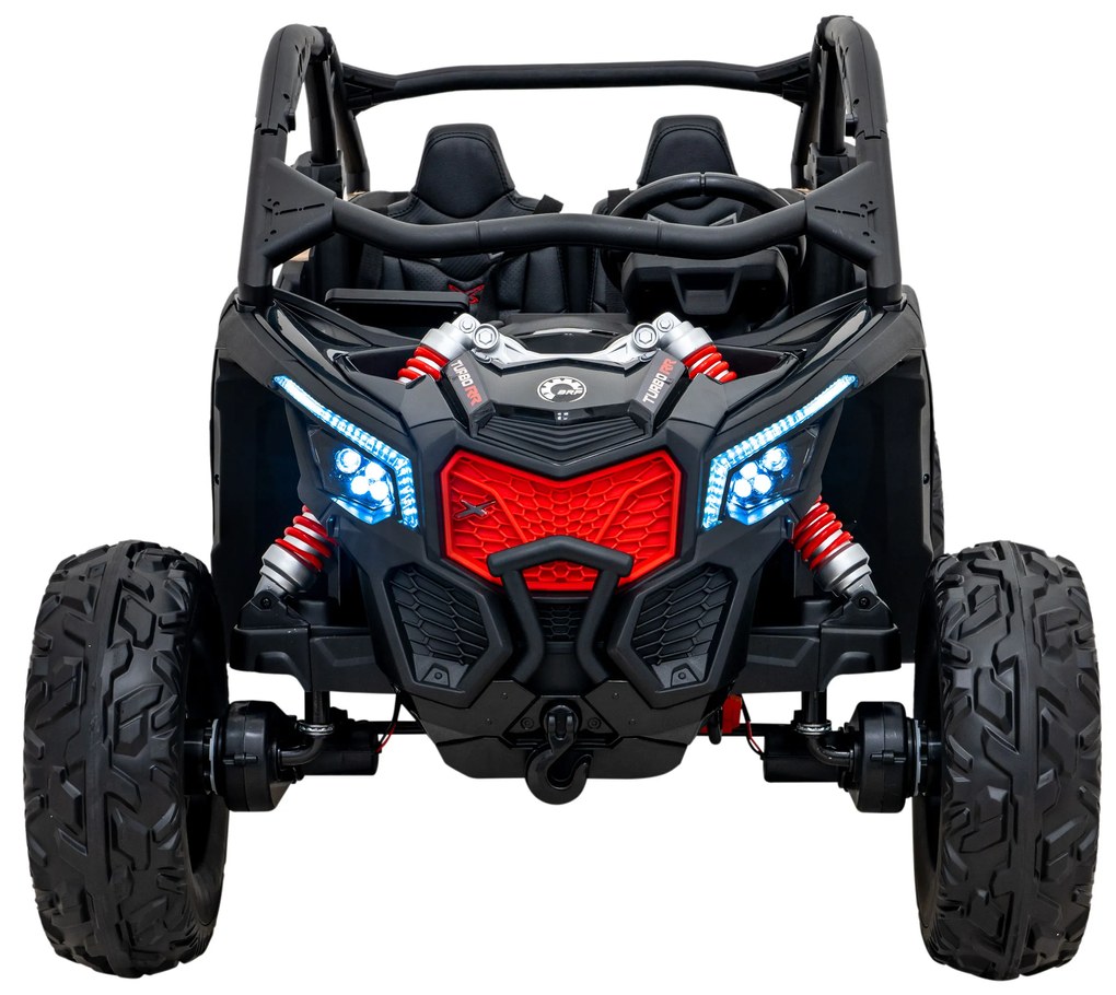 Carro elétrico para Crianças 24V 4x200W 2 Lugares, Buggy Can-Am Maverick Turbo RR Rodas de EVA, Assento de couro Preto