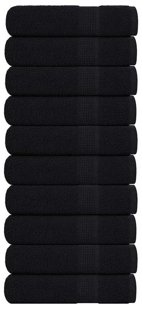 vidaXL Toalhas de mãos FROGN 10 pcs 50x100 cm 360 g/m² preto