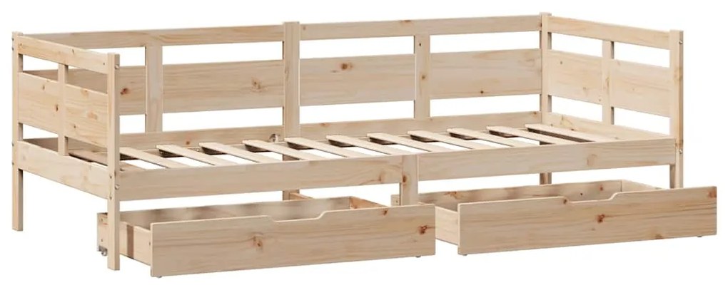 Sofá-cama com gavetas 90x190 cm madeira de pinho maciça