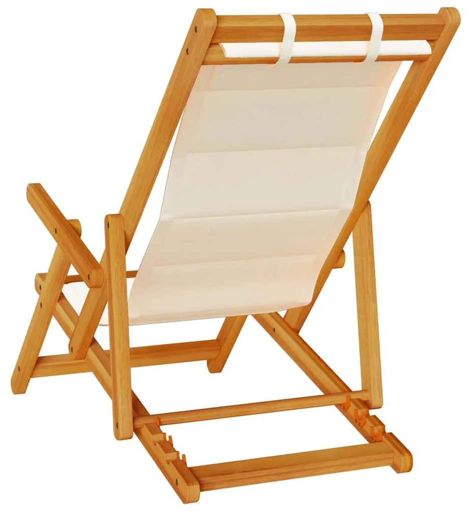 Cadeiras de Praia Dobráveis vidaXL 2 pcs Creme Madeira Sólida de Acáci
