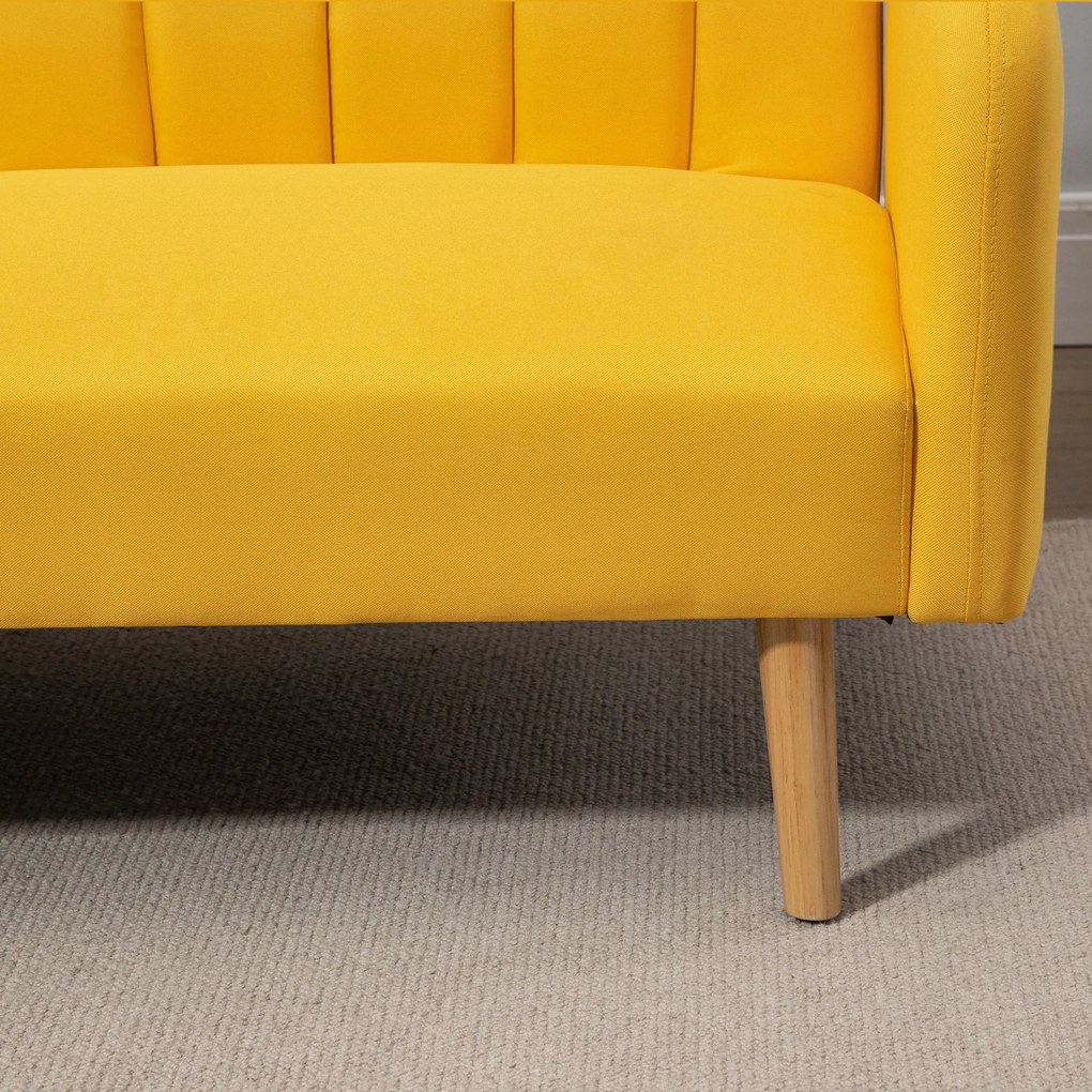 HOMCOM Sofá Cama de 2 Lugares com Encosto Ajustável em 3 Posições Apoio para os Braços Desmontável e Pés de Madeira Sofá Duplo Moderno para