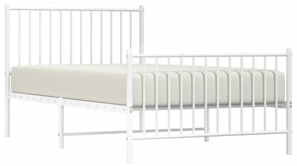 Estrutura de cama com cabeceira e pés 100x190 cm metal branco