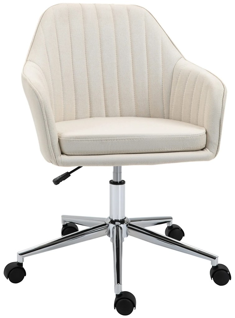Vinsetto Cadeira de Escritório Cadeira de Secretária com Altura Regulável e Base Giratória para Escritório ou Estudo Suporta até 120 kg 61x59x86-96 cm Bege