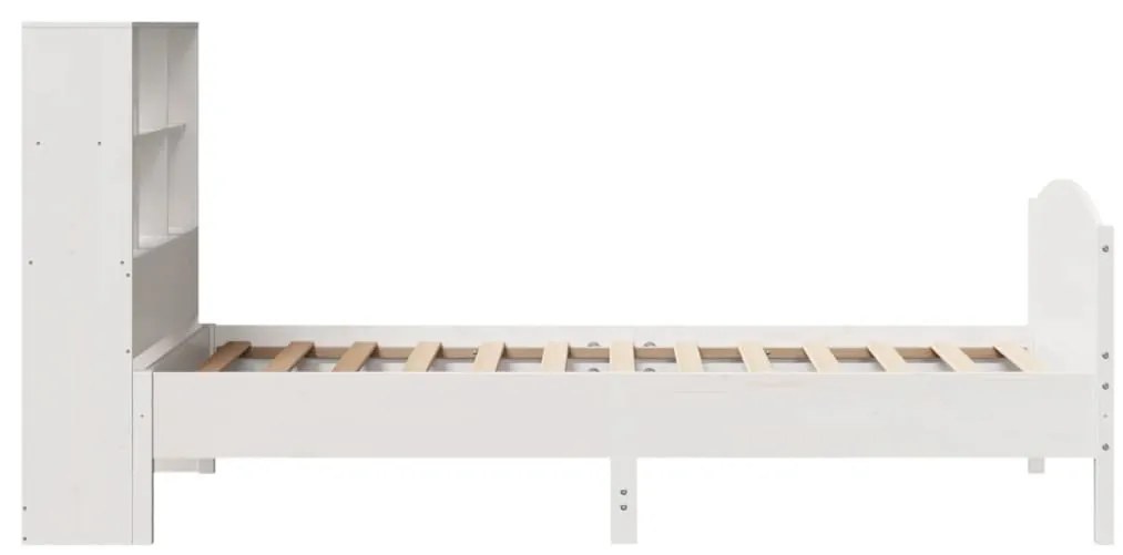 Cama com estante sem colchão 75x190 cm pinho maciço branco