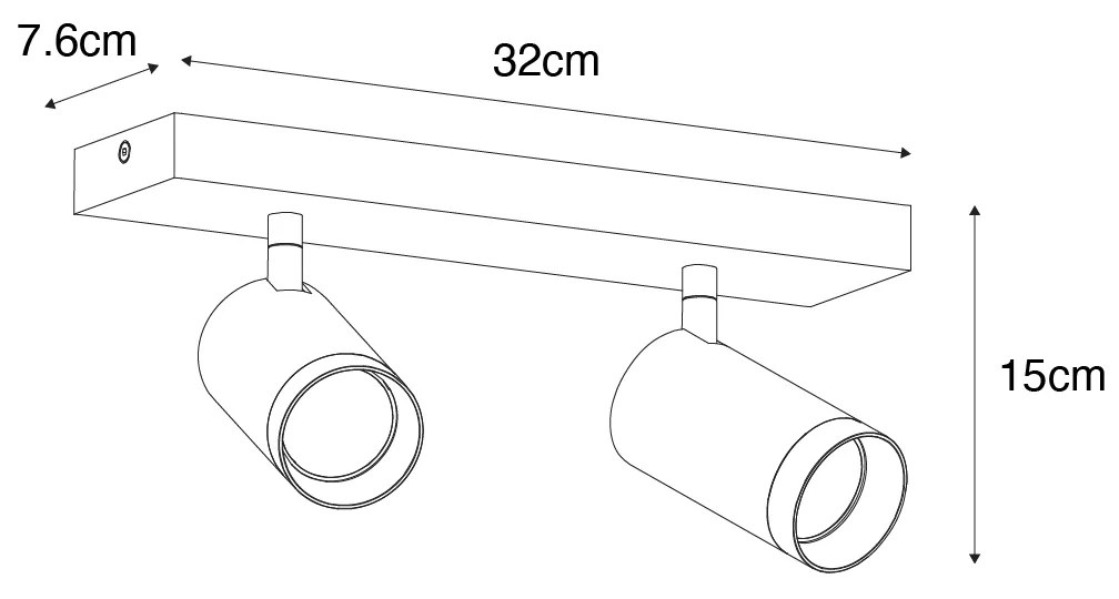 Spot de teto moderno preto ajustável 2 luzes - Jeana Luxe Moderno