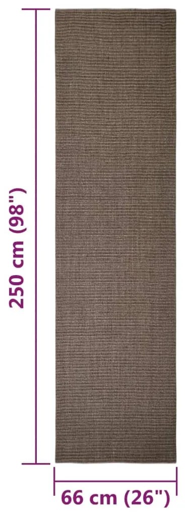 Tapete de sisal para poste arranhador 66x250 cm castanho