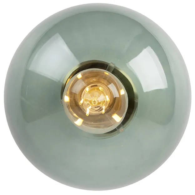 Candeeiro de teto Art Deco em latão com vidro verde - Pallon Art Deco