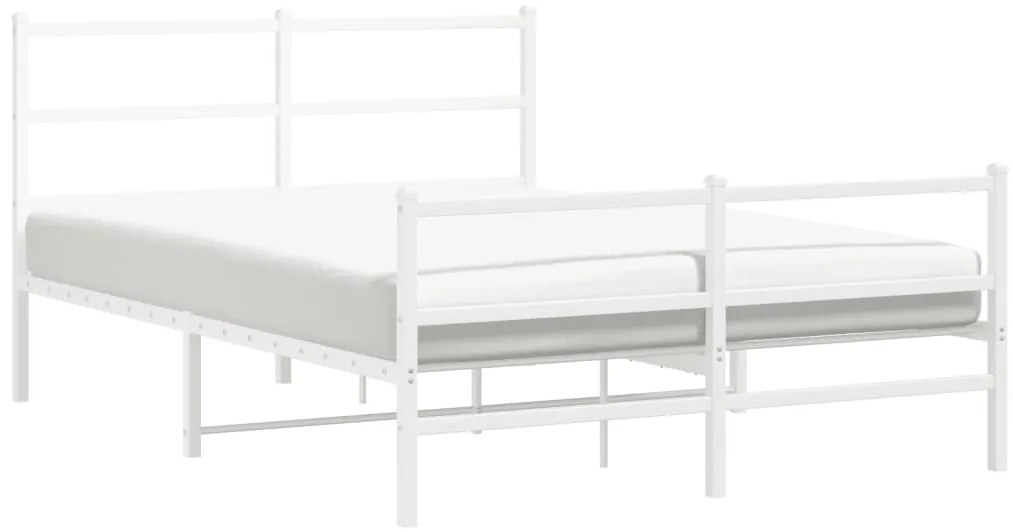Estrutura de cama com cabeceira e pés 140x190 cm metal branco