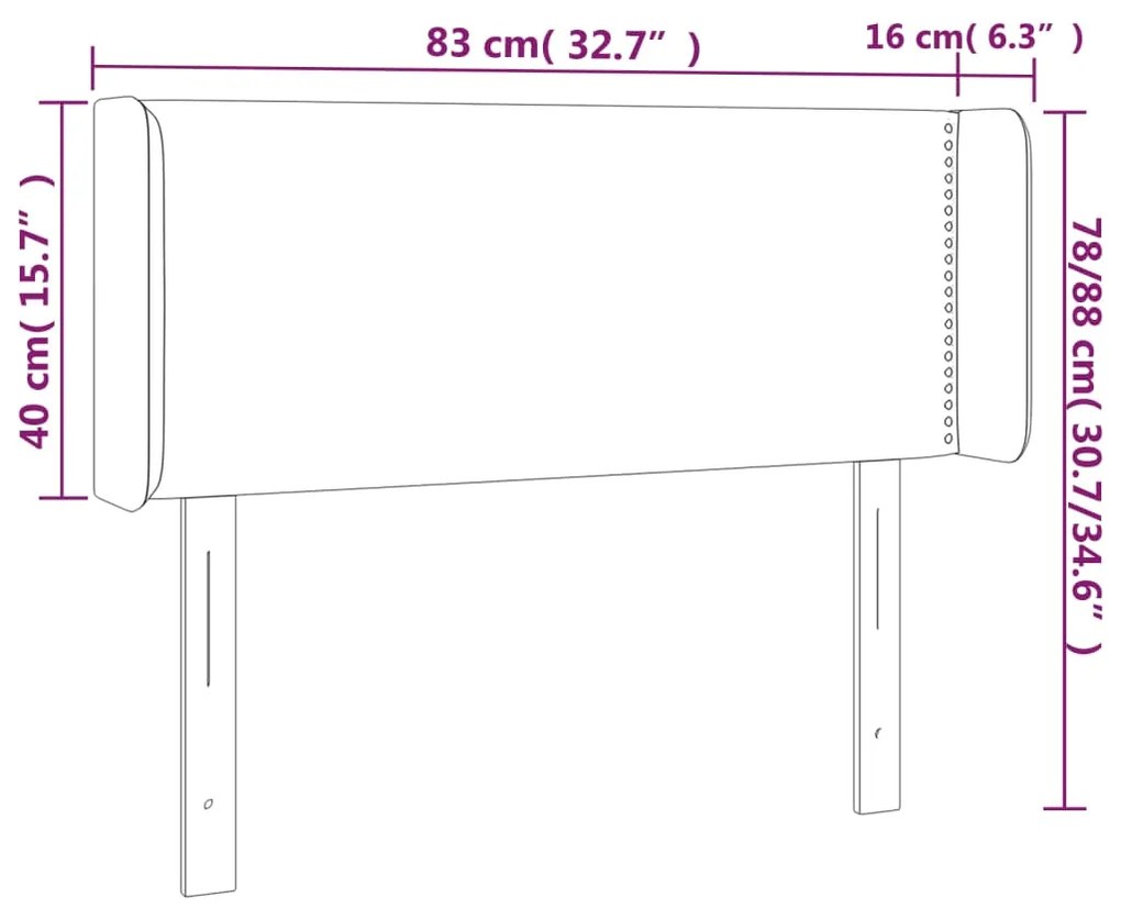 Cabeceira de cama c/ luzes LED veludo 83x16x78/88cm azul-escuro