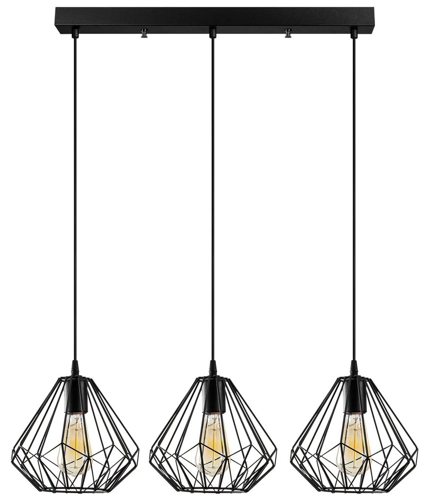 Candeeiro de Teto Diamond – Preto – 73 cm de Diâmetro x 117 cm de Altu