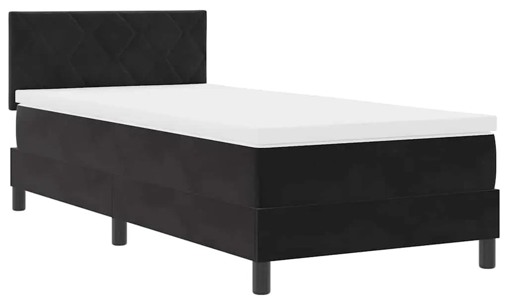 Cama Box com Colchão e LED vidaXL Preto 100x200 cm Veludo