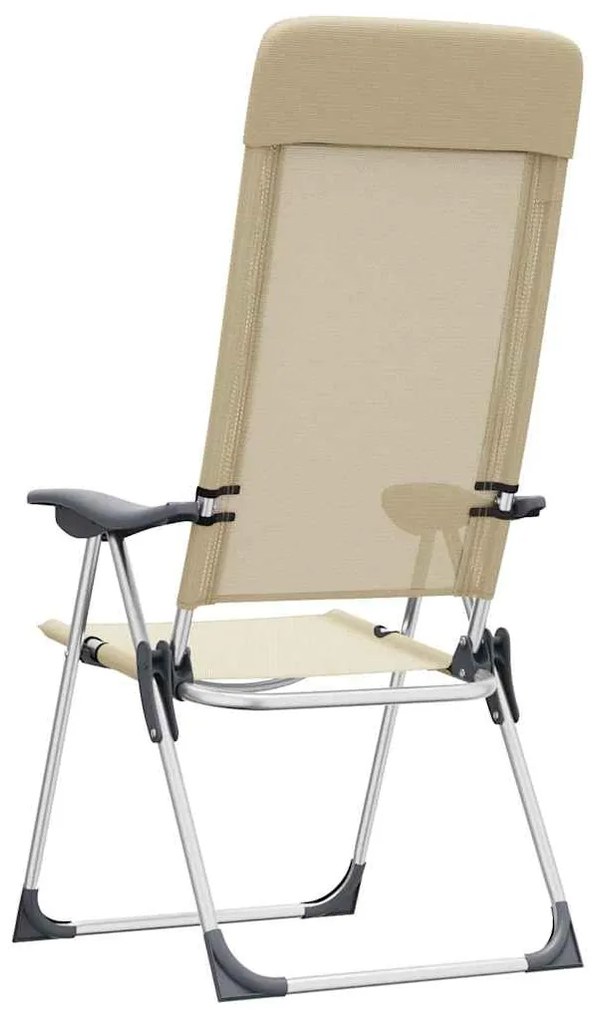 Cadeiras de campismo dobráveis 2 pcs alumínio creme