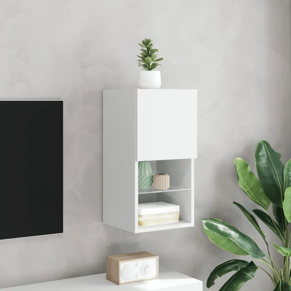 Móvel de TV c/ luzes LED 30,5x30x60 cm branco