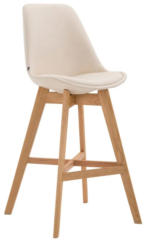 Banco de bar Cannes em couro sintético e com estrutura de Cor Natural 48 x 112 x 56 cm Creme
