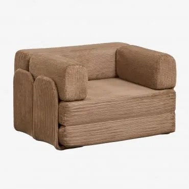 Poltrona-cama Em Veludo Cotelê Embalada A Vácuo Kyoto Bombazina Castanho Camel - Sklum
