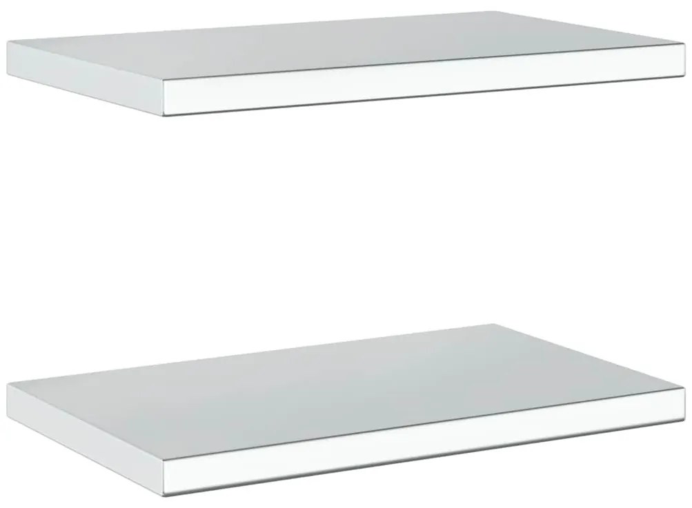 Prateleiras de parede 2 pcs 50x30x3 cm aço inoxidável prateado