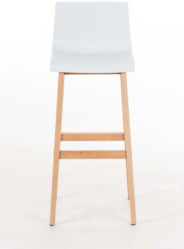 Banco de bar Hoover em plástico e com estrutura de Cor Natural 41 x 101 x 46 cm Branco