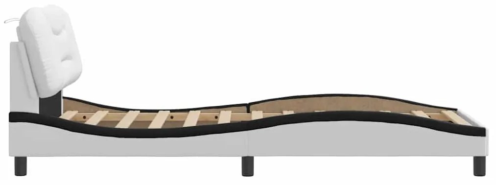 Estrutura de cama c/ cabeceira couro artificial 90x190cm