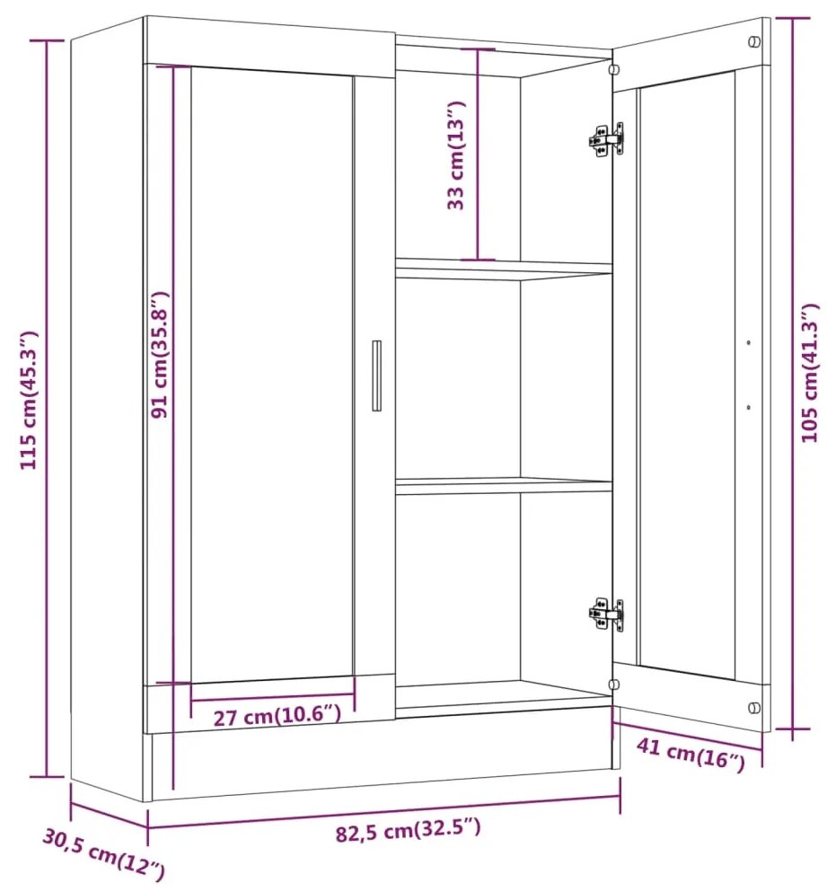 Vitrine Real de 115 cm - Madeira Rustica - Design Moderno