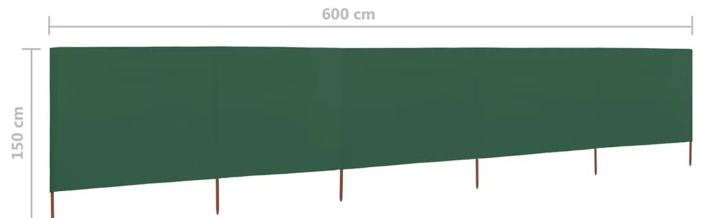 Para-vento com 5 painéis em tecido 600x120 cm verde