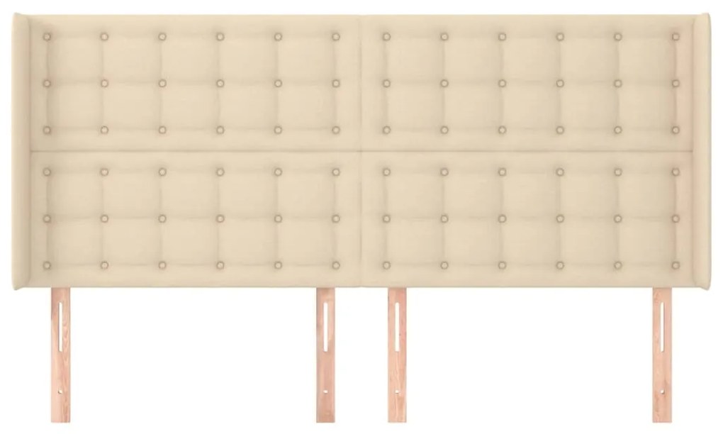 Cabeceira de cama c/ abas tecido 203x16x118/128 cm creme