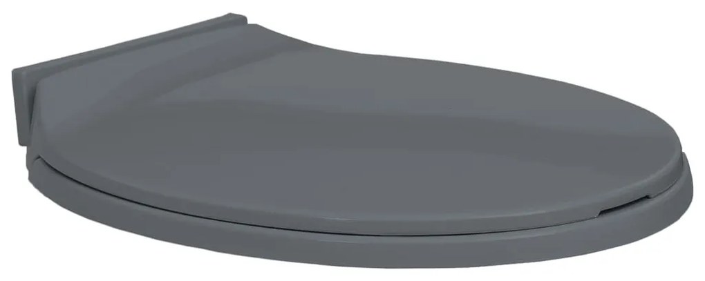vidaXL Tampo de sanita oval com fecho suave cinzento