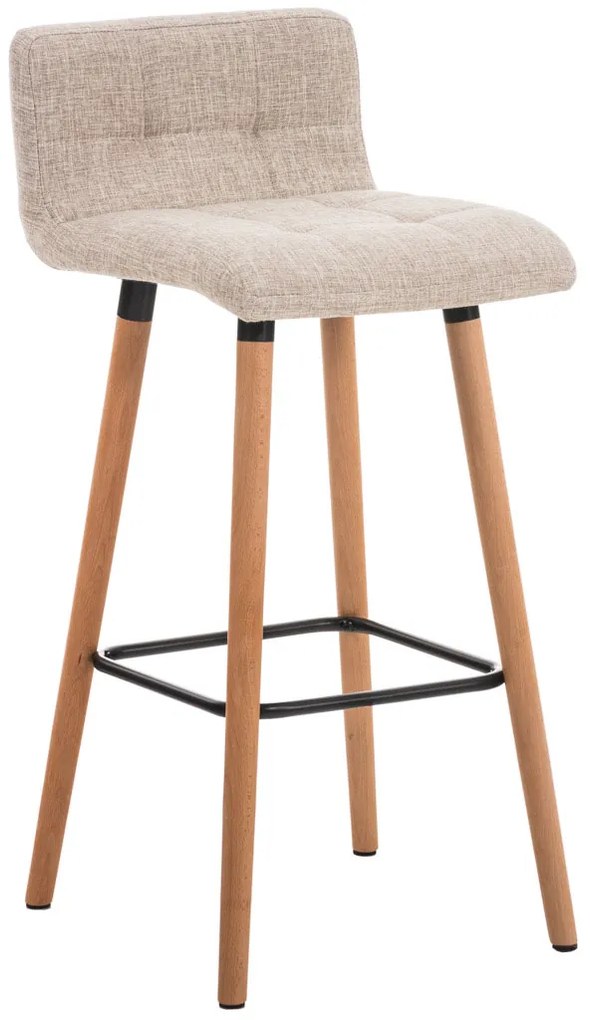 Conjunto de 2 bancos de bar Lincoln em tecido e com estrutura em Cor Natural 42 x 94 x 49 cm Creme
