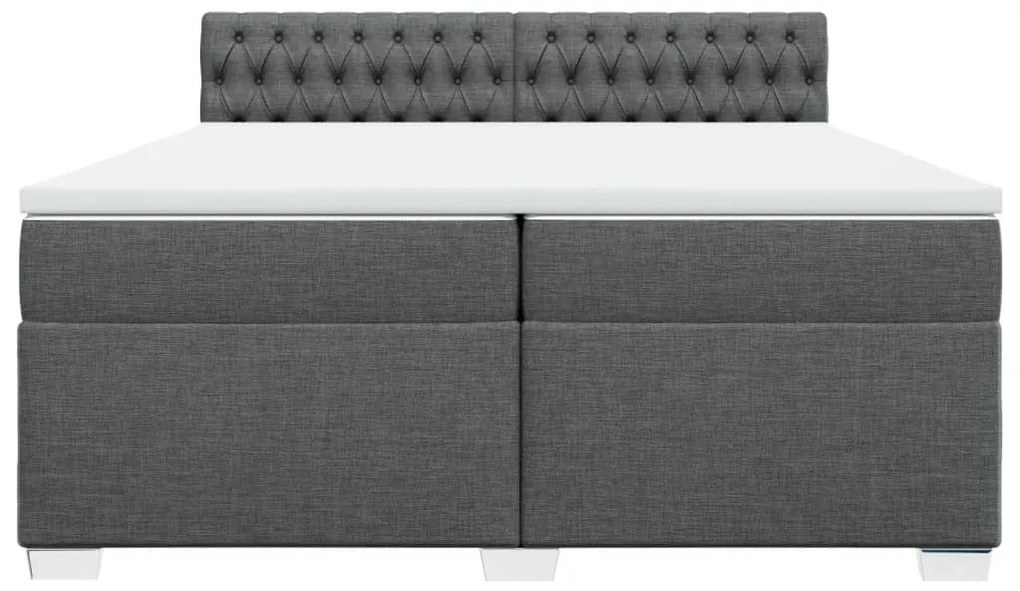 Cama com molas/colchão 200x200 cm tecido cinzento-escuro
