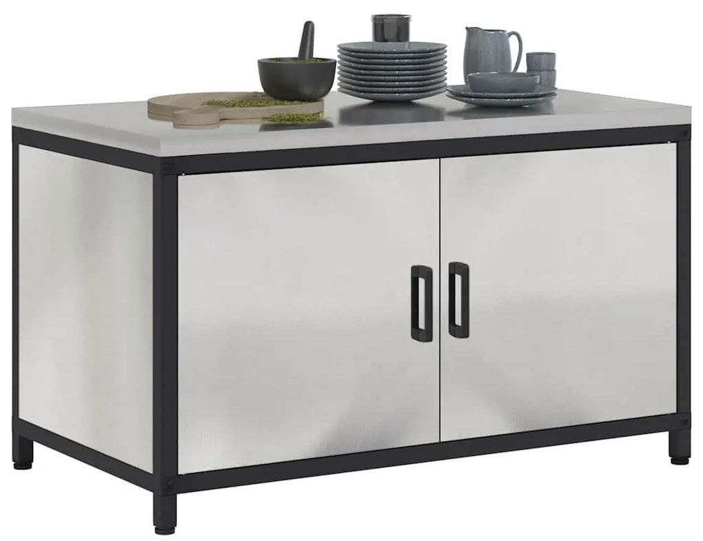 Armário de Armazenamento para Cozinha Prata 60 x 50 x 92 cm