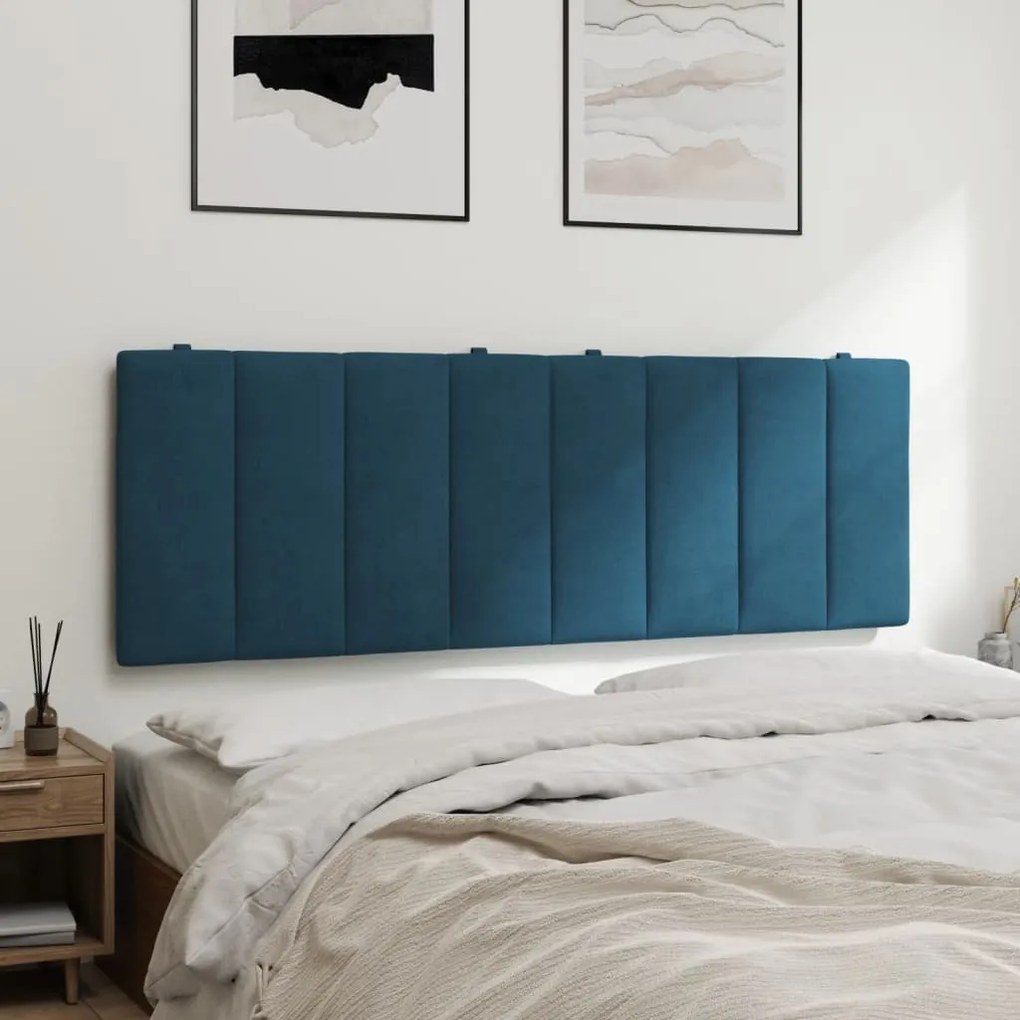 Almofadão de cabeceira 120 cm veludo azul
