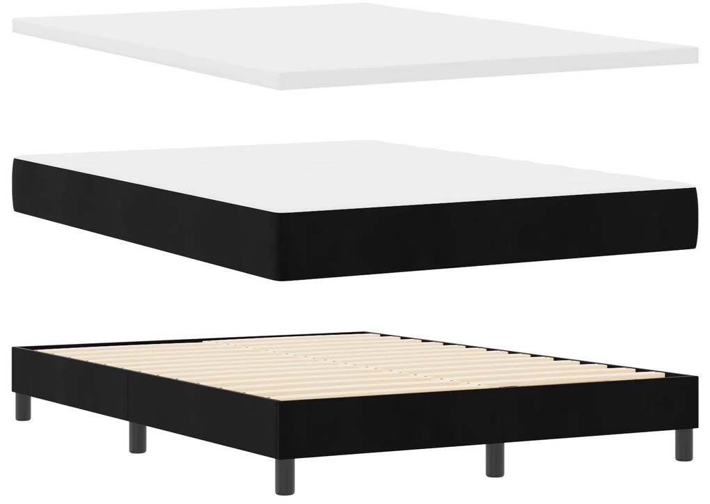 Cama Box Spring vidaXL com Colchão Preto 140x200 cm Veludo
