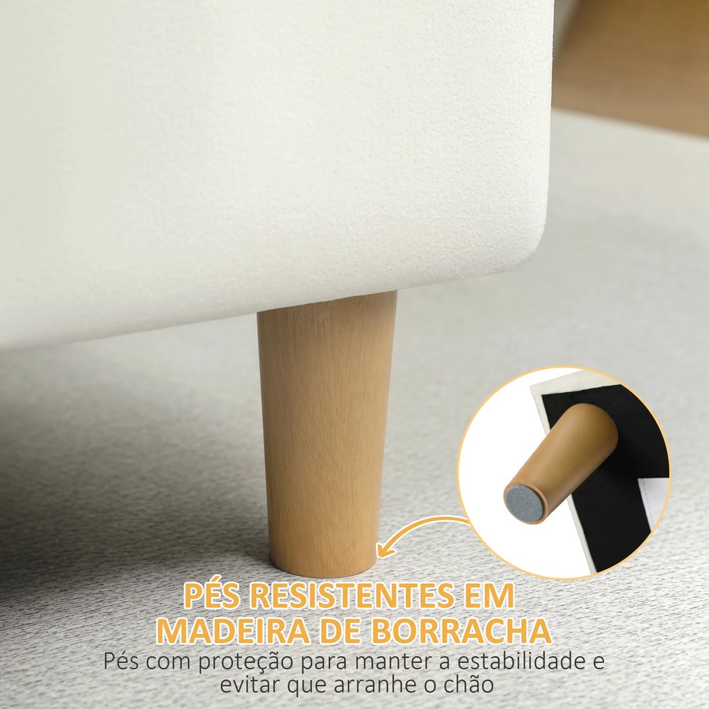 Banco de Arrumação Baú Estofado em Veludo com Pés de Madeira Capacidade 71L para Quarto Entrada ou Sala 100x50x43 cm Creme