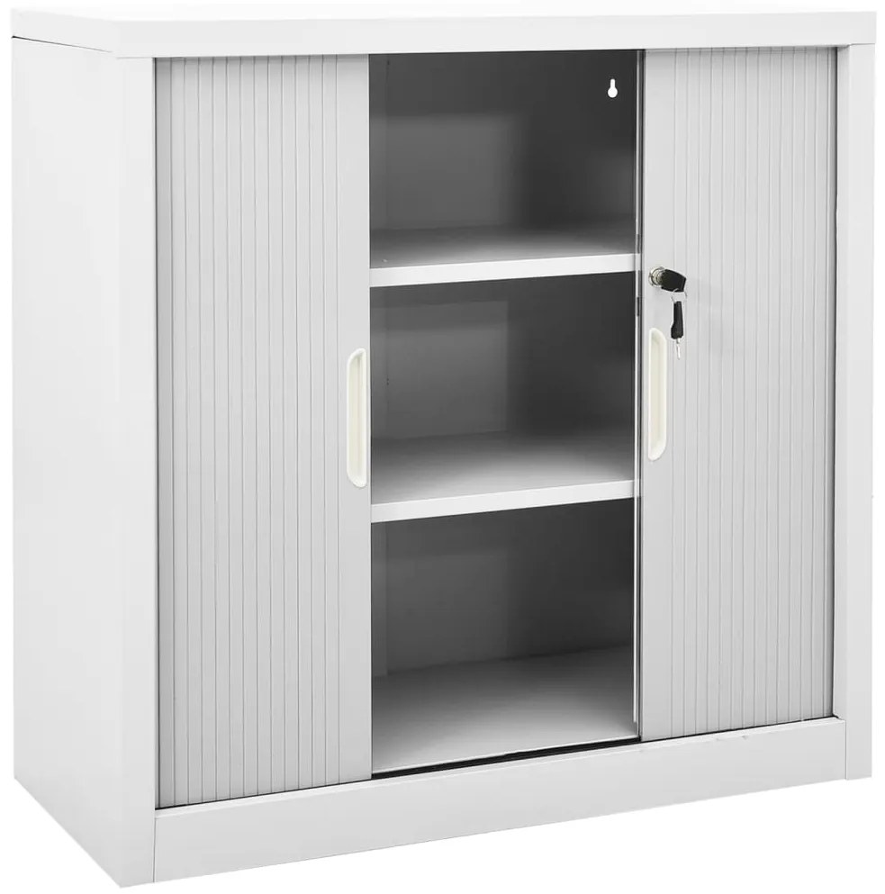 Armário com porta deslizante aço 90x40x90 cm cinzento