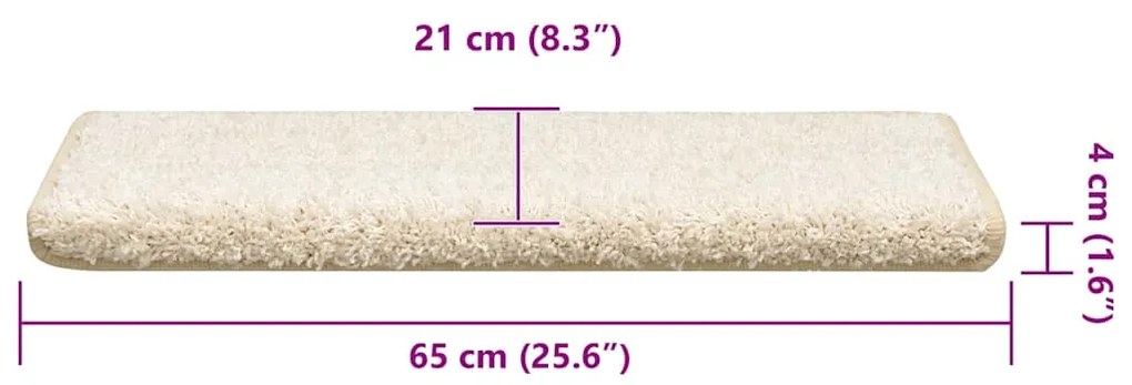 Tapetes de escadas 30 pcs 65x21x4 cm branco