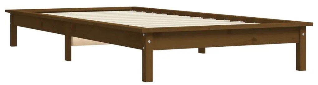 Estrutura de cama solteiro 90x190 cm pinho maciço castanho mel