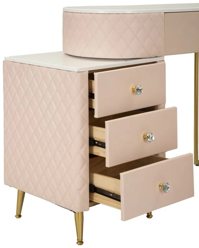 TOUCADOR SHARON COM BANCO 120X40X75 CM (TAMANHO DO BANCO Ø36X39) ROSA E DOURADO