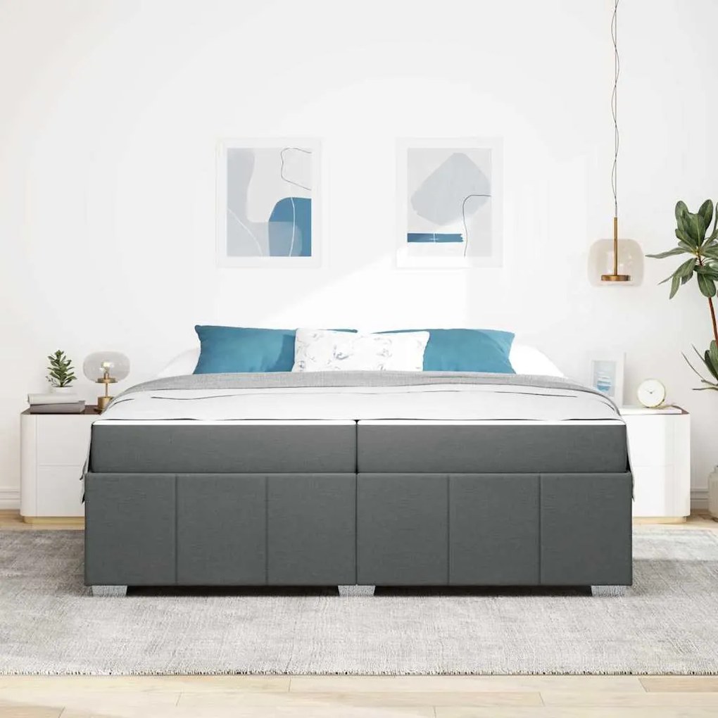 Estrutura da Cama Cinzento escuro 200 x 200 cm tecido
