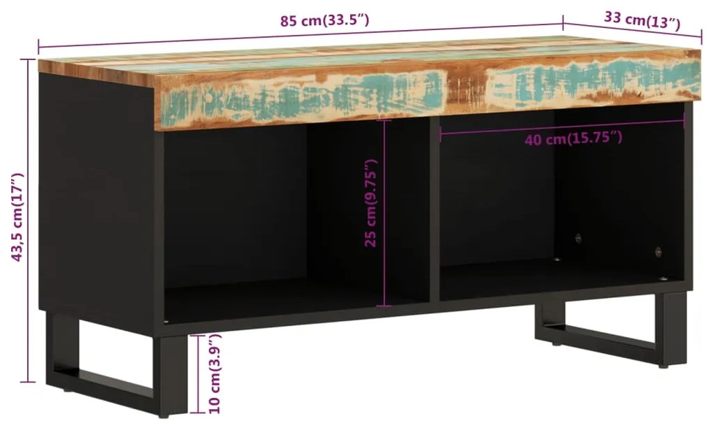 Móvel de TV 85x33x43,5 cm madeira recuperada maciça