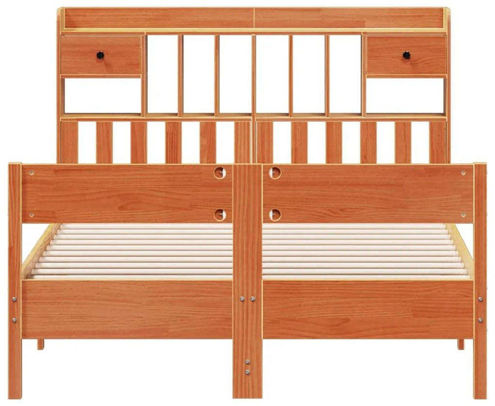 Cama com estante sem colchão 140x200 cm pinho maciço