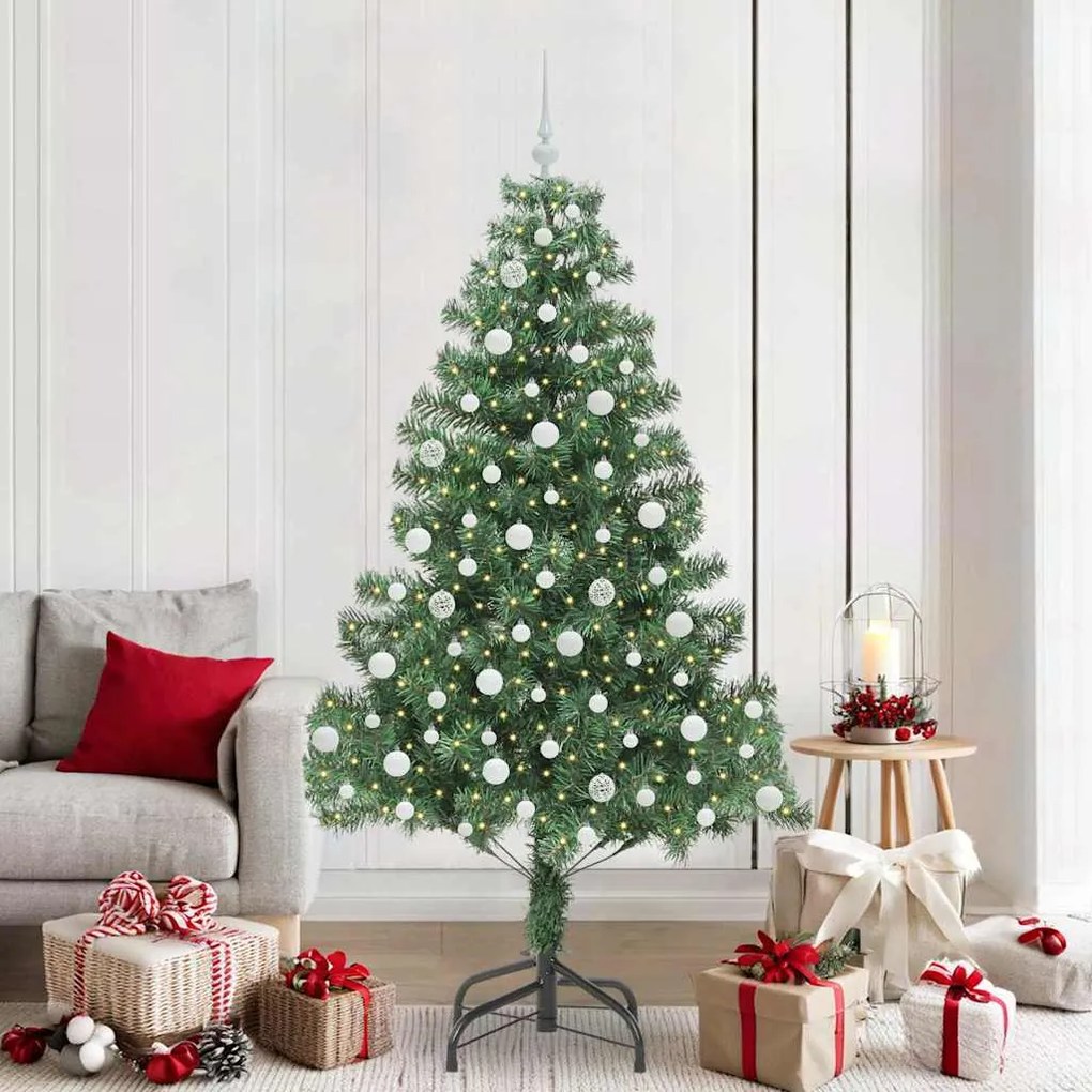 vidaXL Árvore de Natal com 300 LEDs com suporte Verde 210 cm PVC