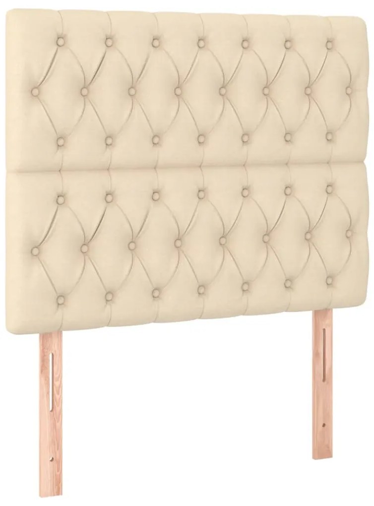Cabeceira cama c/ luzes LED tecido 100x7x118/128 cm cor creme