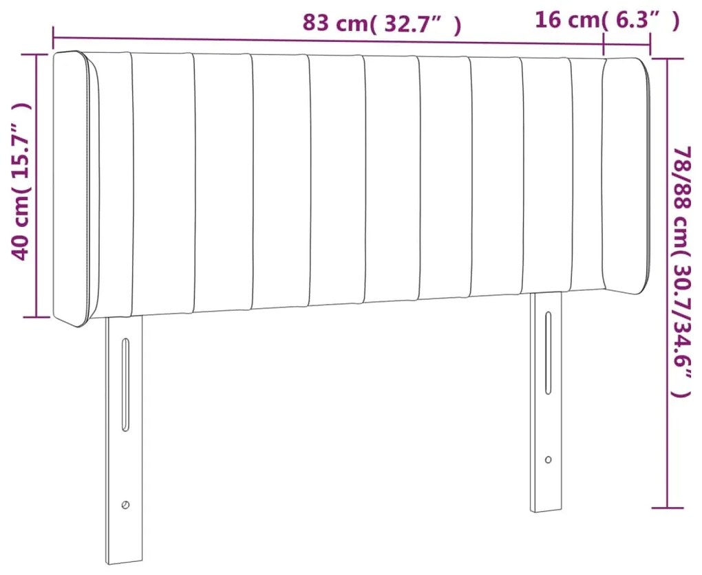 Cabeceira de cama c/ abas tecido 83x16x78/88 cm preto