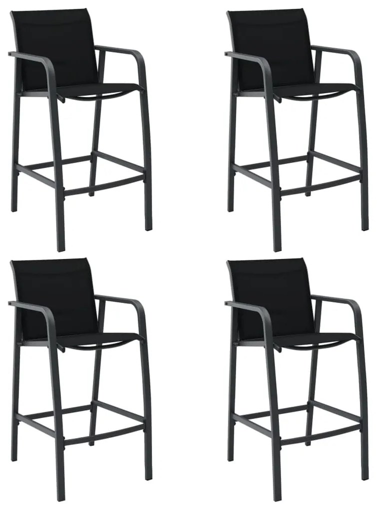 vidaXL Cadeiras de bar para jardim 4 pcs textilene preto