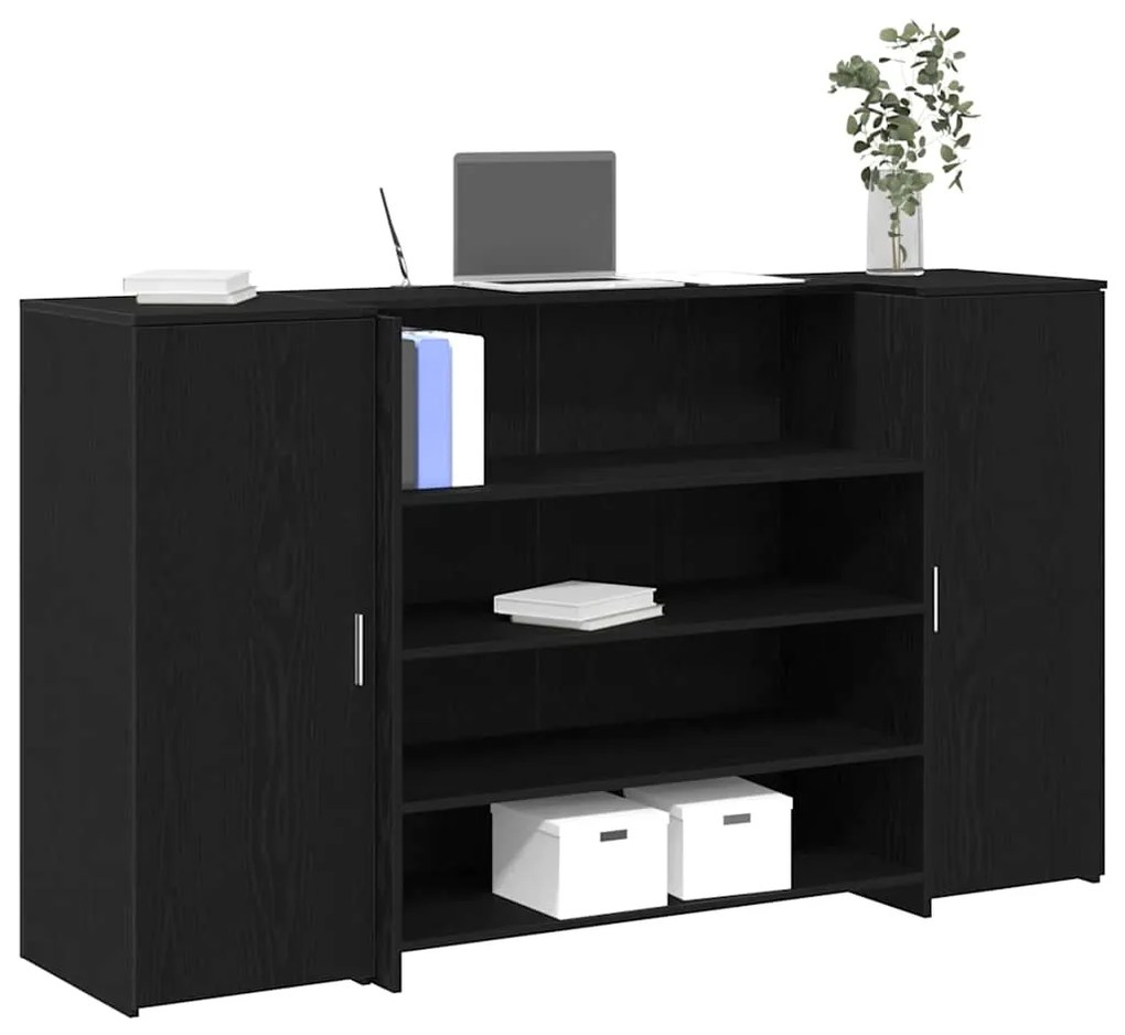 vidaXL Balcão de recepção Carvalho preto 180x50x103,5 cm Madeira projetada