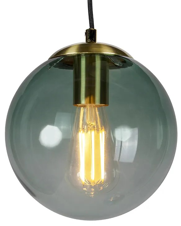 Candeeiro de suspensão Art Deco em latão com vidro azul - Pallon Art Deco