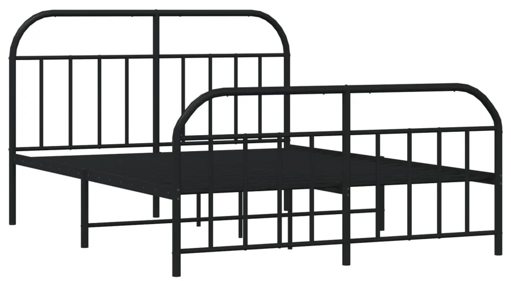 Estrutura de cama com cabeceira e pés 140x190 cm metal preto