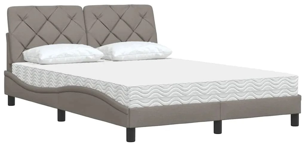 Cama com colchão 140x200 cm tecido castanho-acinzentado