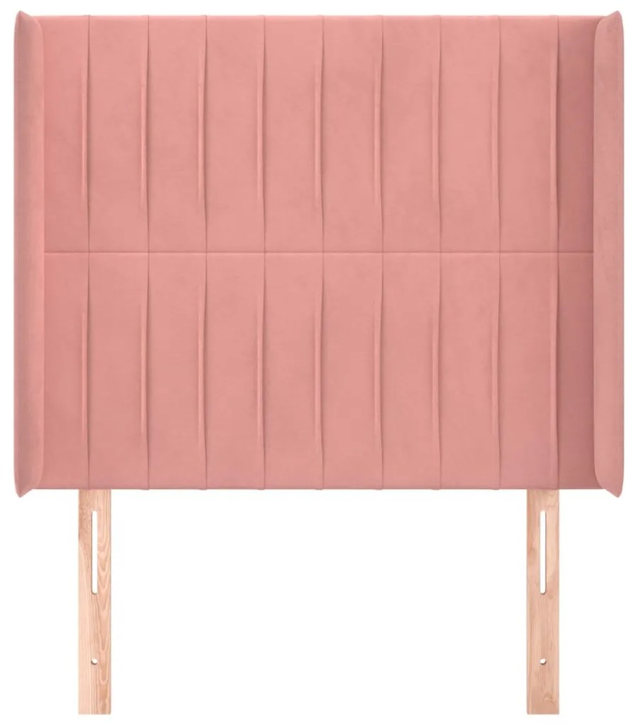 Cabeceira cama c/ abas veludo 103x16x118/128 cm rosa